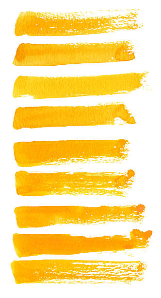 ilustraciones, imágenes clip art, dibujos animados e iconos de stock de cepillo trazos amarillo - watercolor painting backgrounds inks on paper messy