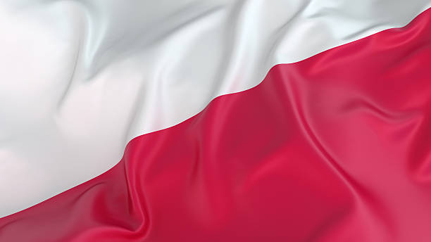 a close-up of a wrinkled polish flag - 波蘭 個照片及圖片檔