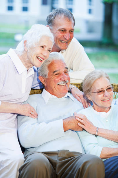 istock Portrait of two senior couples 185006154