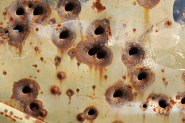 Car with bullet holes, Australia,