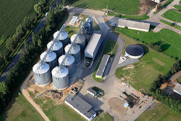 Aerial photo of Agricultural Storage stock photo