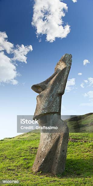 Chile Easter Island Moai Statue Piropiro At Rano Raraku Stock Photo - Download Image Now