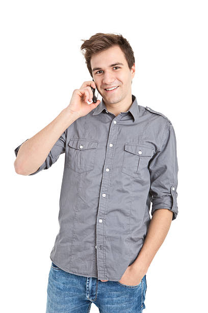 istock young handsome man on the phone 185007436