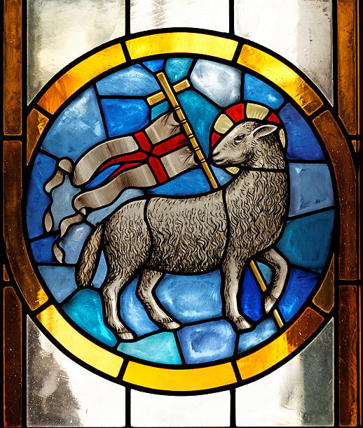 Stained Glass Agnus Dei "Stained Glass Agnus Dei - found in the Cathedral of Florence (Basilica di Santa Maria del Fiore), Italy" agnus dei stock pictures, royalty-free photos & images