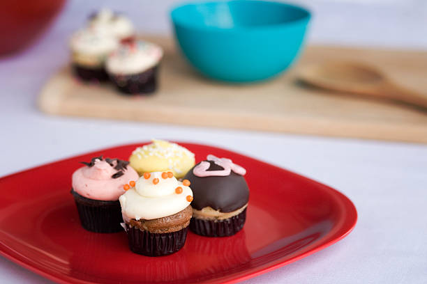 istock Gourmet Cupcakes on a Red Plate 185007768