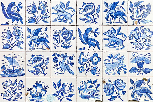 Ornamental Portuguese tiles - Azulejos stock photo