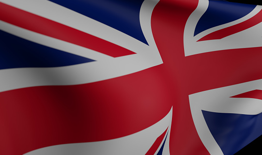 Waving  Union Flag (or Union Jack or  British flag). 3d rendering illustration.