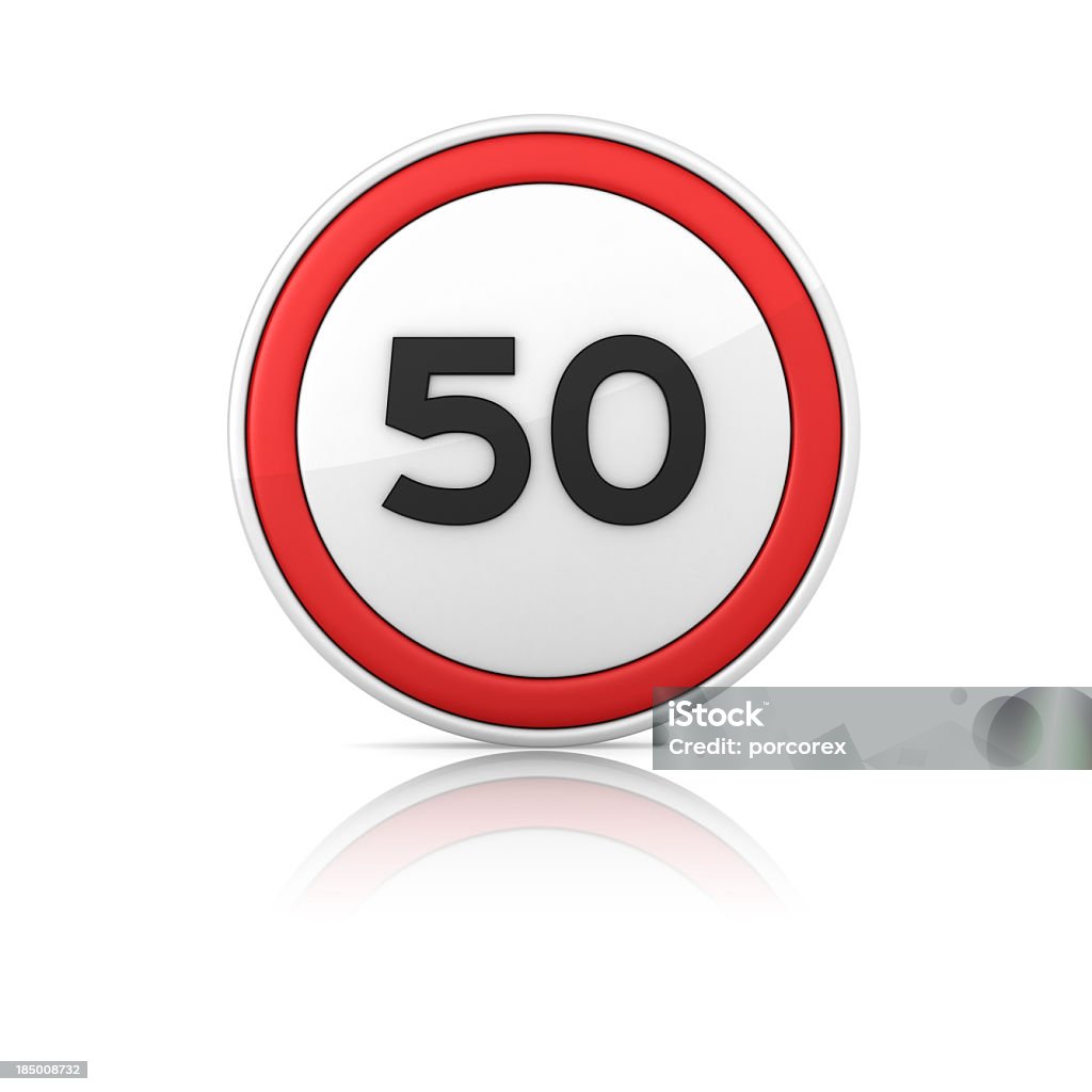 50 señal de límite de velocidad - Foto de stock de Alerta libre de derechos