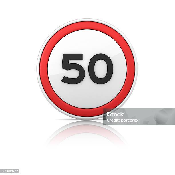 50 Señal De Límite De Velocidad Foto de stock y más banco de imágenes de Alerta - Alerta, Blanco - Color, Brillante