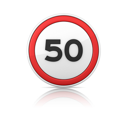 50 Speed Limit Road Sign.