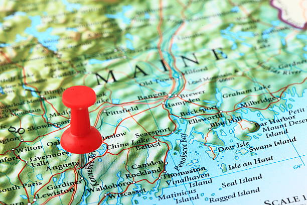 istock Augusta Map, Maine USA 185008987