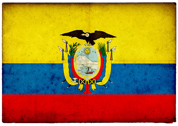 Grunge Flaga Ekwadoru na szorstkie krawędzie stary Kartka pocztowa – zdjęcie