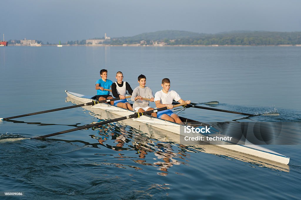 Vier Sitzen scull rowing team Üben - Lizenzfrei Sportrudern Stock-Foto
