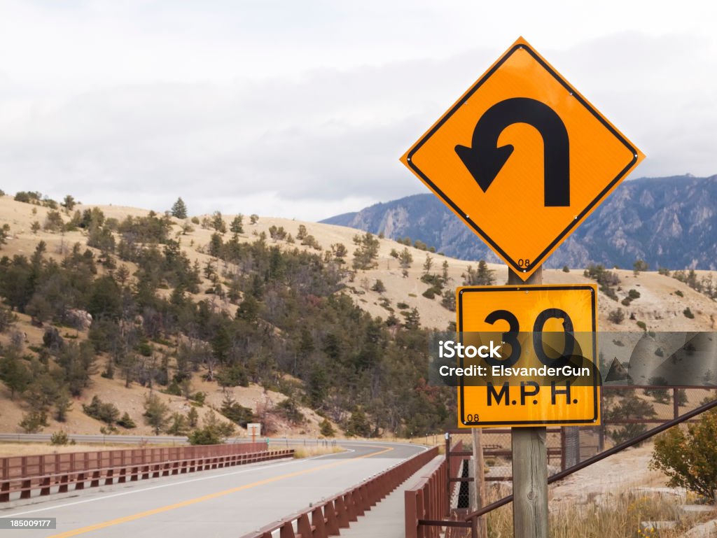 speed limit sign curved road plus speed limit sign - for more USA  click here  Concepts Stock Photo