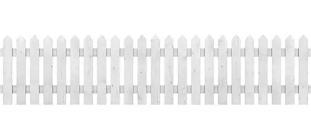 Picket Fence Isolated on White.