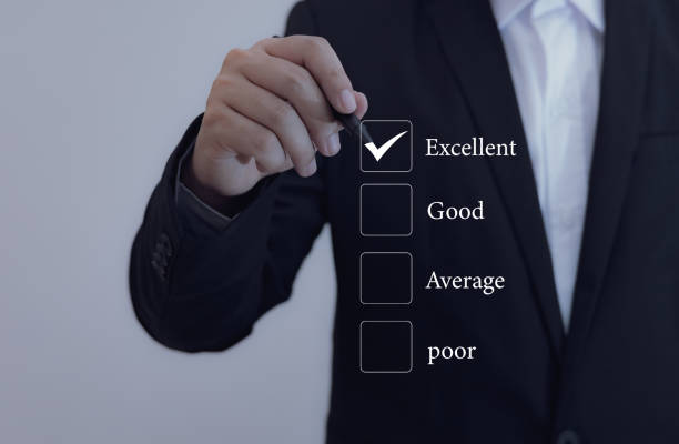 Businessman doing online checklist survey Fill out digital form checklists, take assessments, questionnaires, evaluations, online surveys. online exam Business performance checklist