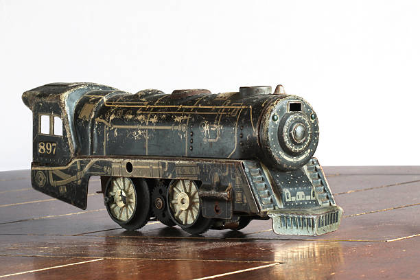istock Antique tin model steam locomotive.  Engine.  Train.  Copy space. 185010284