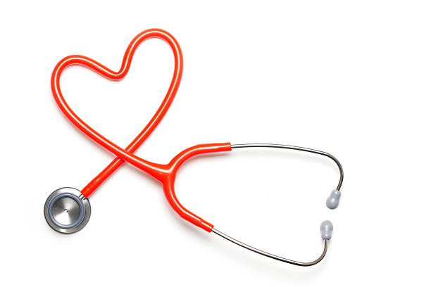 символ сердца медицинский стетоскоп белом фоне медицинских - black and white heart shape metallic red стоковые фото и изображения