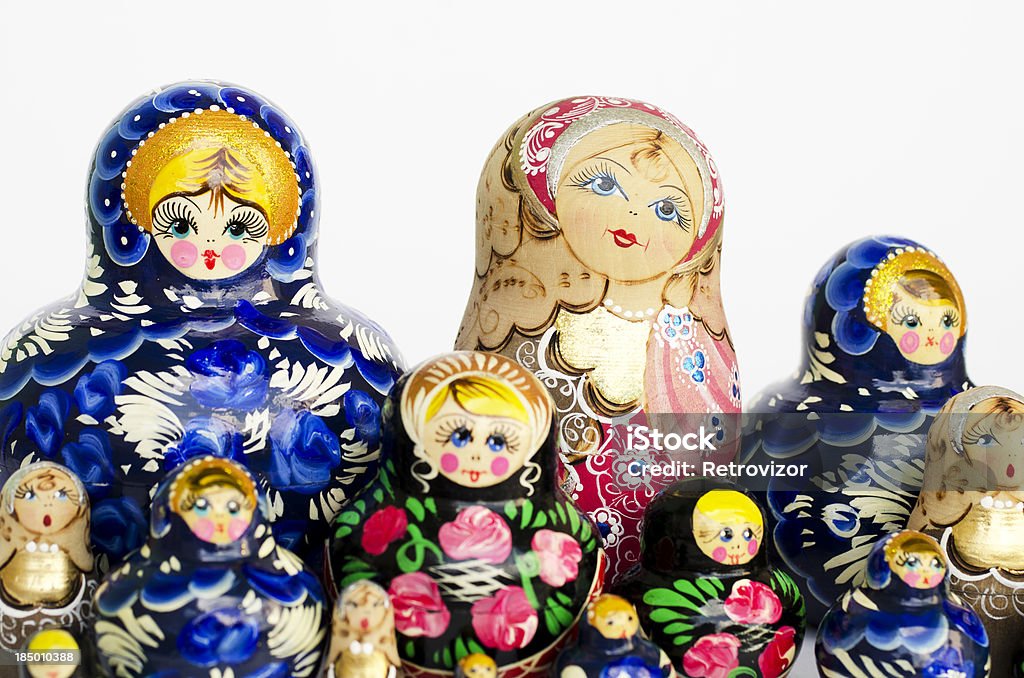 Babushka ninho bonecas - Foto de stock de Azul royalty-free