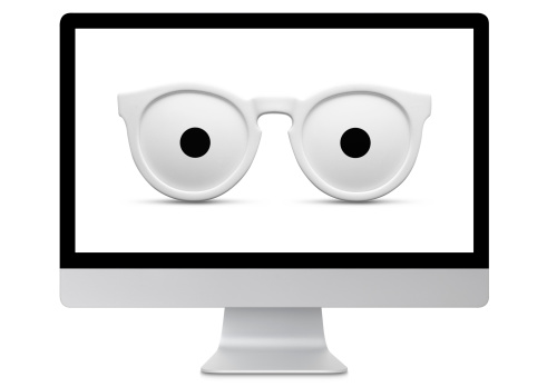 Computer monitor with a pair of white glasses with pupils.Some similar pictures from my portfolio: