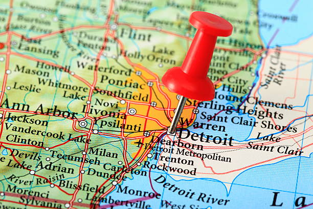 istock Detroit Map, Michigan - USA 185012197