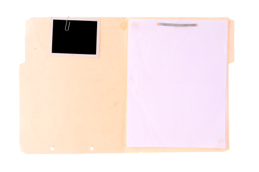 File folder with blank photograph.  File folder show some wear you fill in the case.