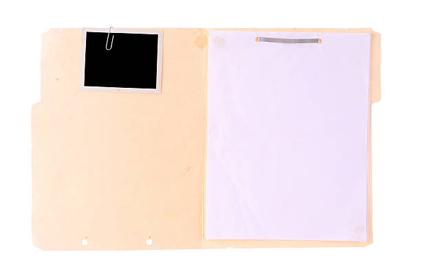 Police Case File File folder with blank photograph.  File folder show some wear you fill in the case. open photos stock pictures, royalty-free photos & images