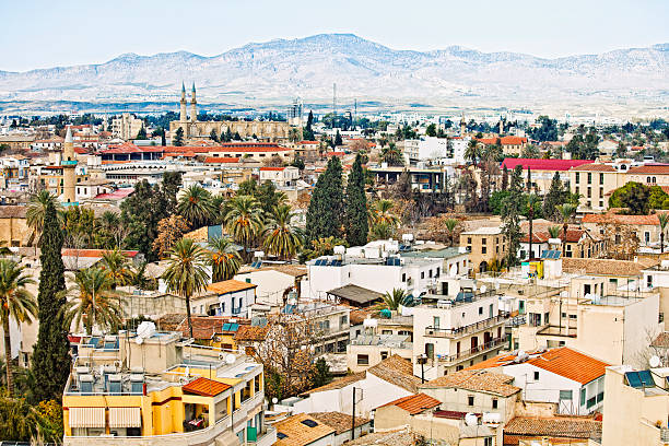 View of Nicosia. View to Nicosia, Turkish side of Cyprus in background. nicosia cyprus stock pictures, royalty-free photos & images