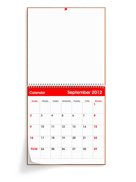 aperto parete calendario-settembre 2012 - 2012 foto e immagini stock