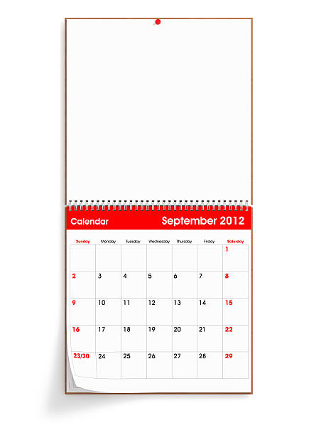 aberto calendário de parede-setembro de 2012 - 2012 imagens e fotografias de stock