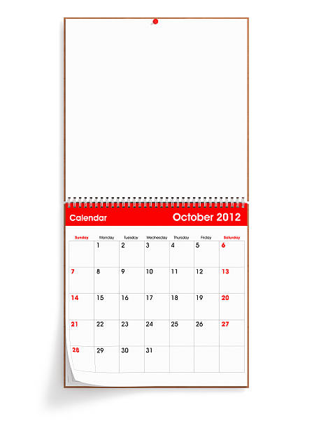 Opened Wall Calendar - October 2012 An open wall calendar with a blank space for your own design. This version shows the month of October 2012.Check out the other images in this series here... 2012 stock pictures, royalty-free photos & images