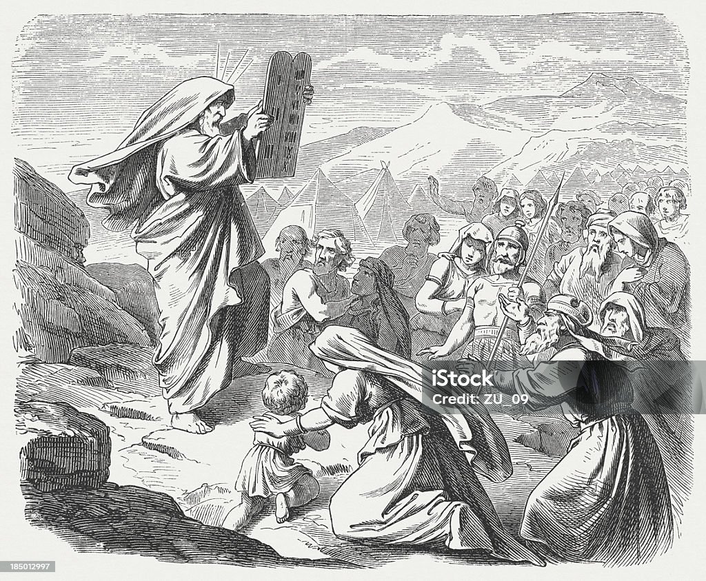 Moses avec les tablettes (Exodus 34, 29 à 33 - Illustration de Moïse - Personnage religieux libre de droits