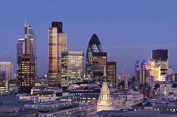 City of London skyscrapers at Dusk stock photo