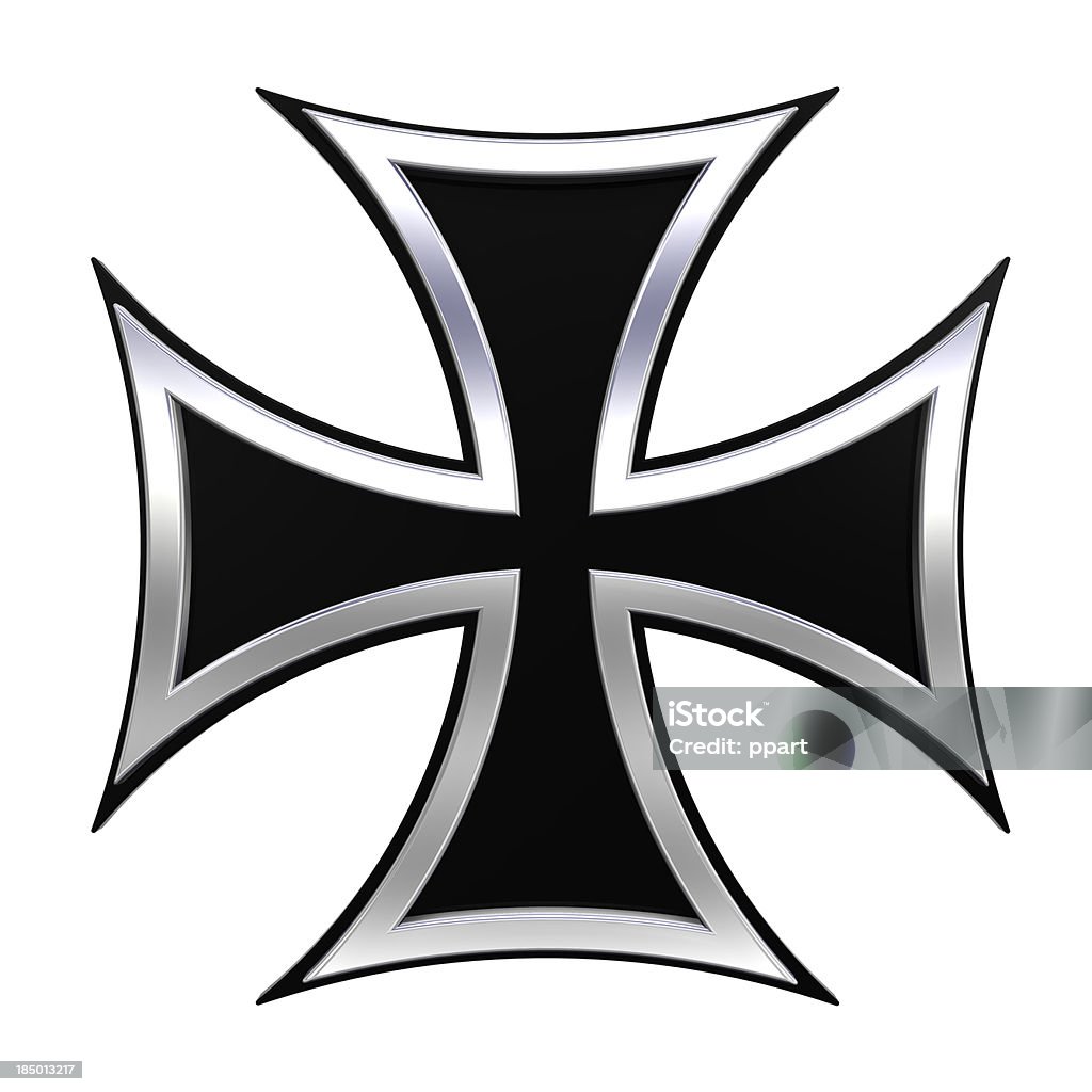 Black iron cross isolated on white Computer generated 3D photo rendering. Abstract Stock Photo