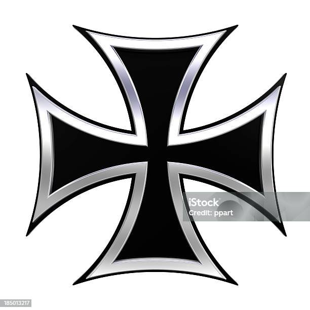 Black Iron Cross Isolated On White Stock Photo - Download Image Now - Abstract, Angle, Black Color