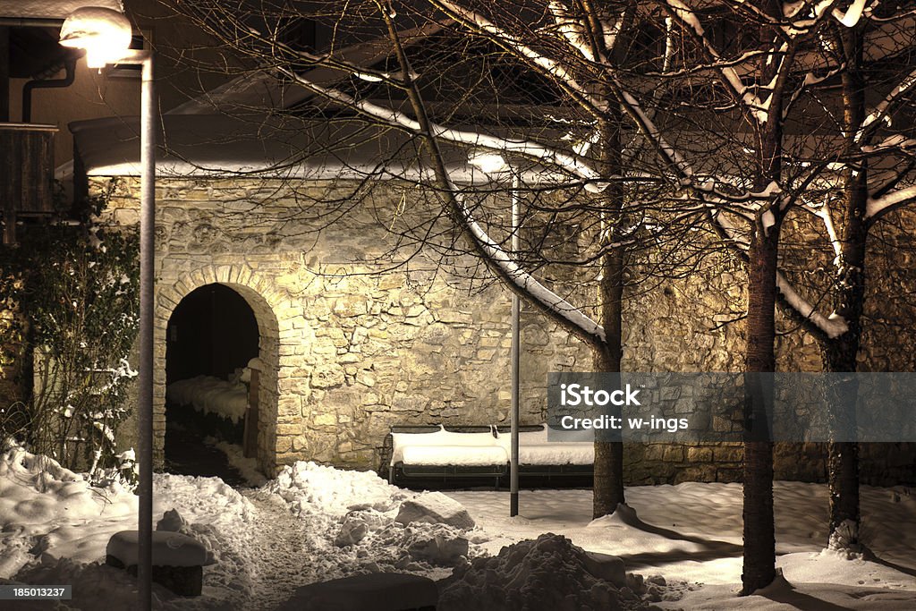 winter night "illuminated winter scene in Bavaria, Germany" Arch - Architectural Feature Stock Photo