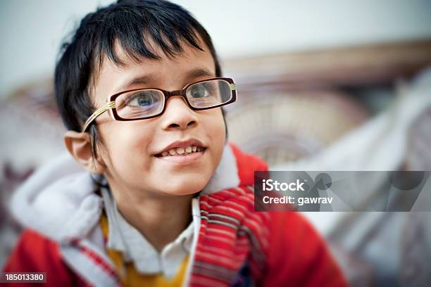 Bespectacled Indian Little Boy Watching Tv Stock Photo - Download Image Now - Boys, 2-3 Years, Eyeglasses