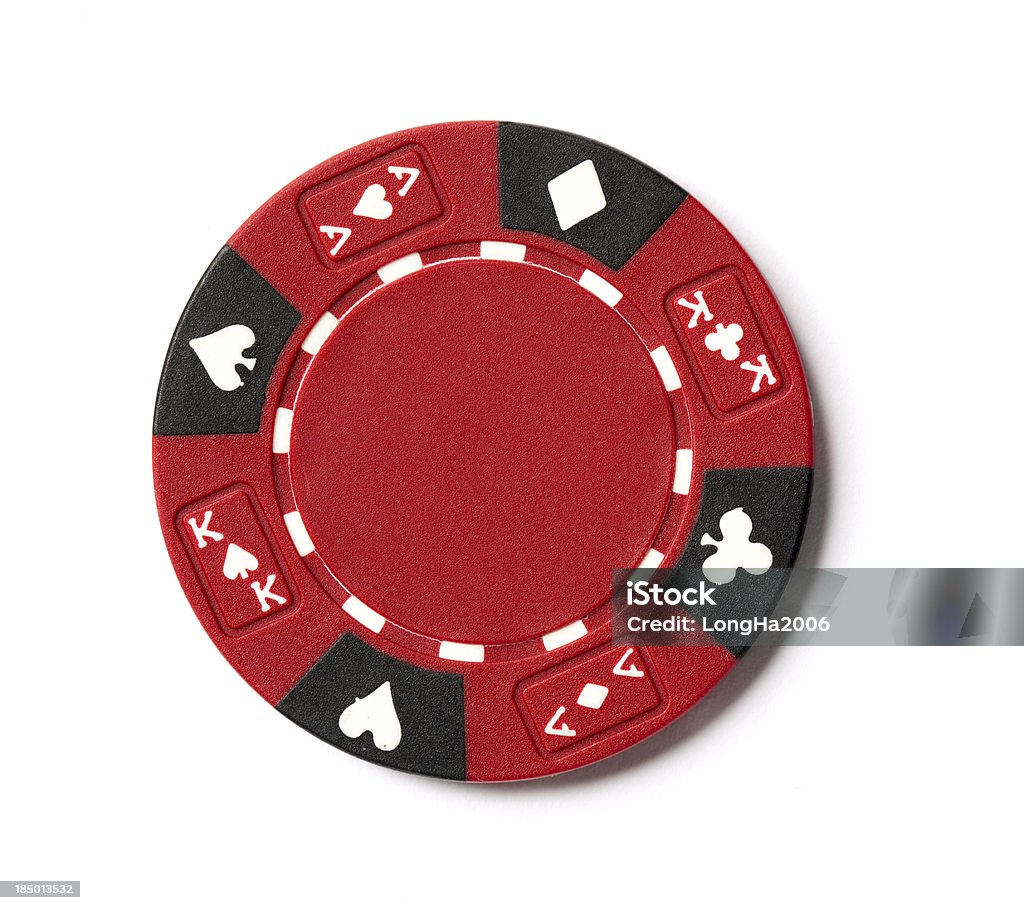 Red Poker Chip A picture of a red poker chip on a white background. Gambling Chip Stock Photo