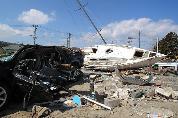 istock A wrecked sailboat amid rubble from an Japanese earthquake 185013664