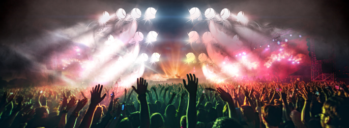Musical background.Crowd and music festival.Concept of live music and concerts.
