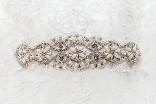 istock Ornate sash with a beautiful design featuring crystals and pearls. 1850143097