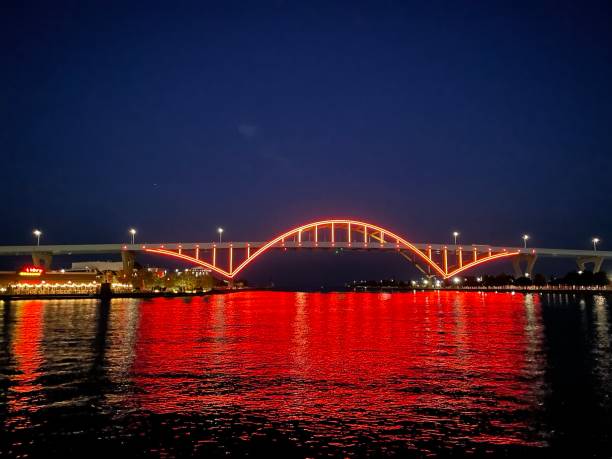 istock Hoan Bridge in Milwaukee Wisconsin lit up at night 1850170995