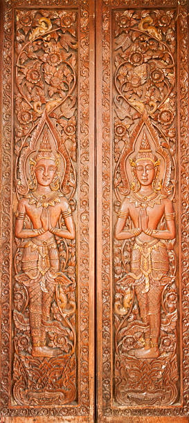 istock Traditional Thailand Style Carving on the Door 185018621