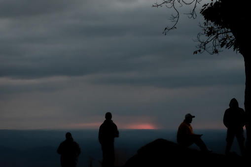 Hiking to takes picture of the sunset in West Virginia while traveling full of photographers