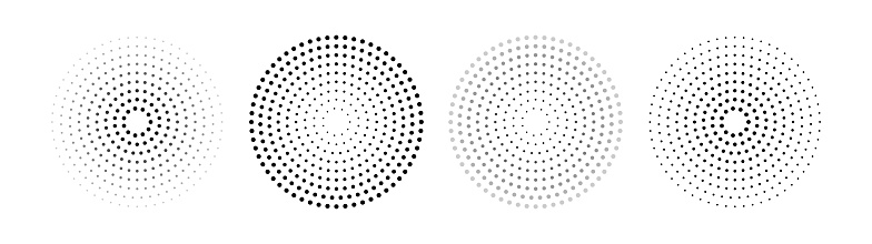 Sound pulsation circles pack. Point radio waves. Isolated vector illustration on white background.