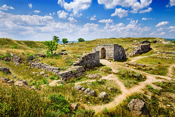 Panticapaeum ancient ruins of Kerch stock photo