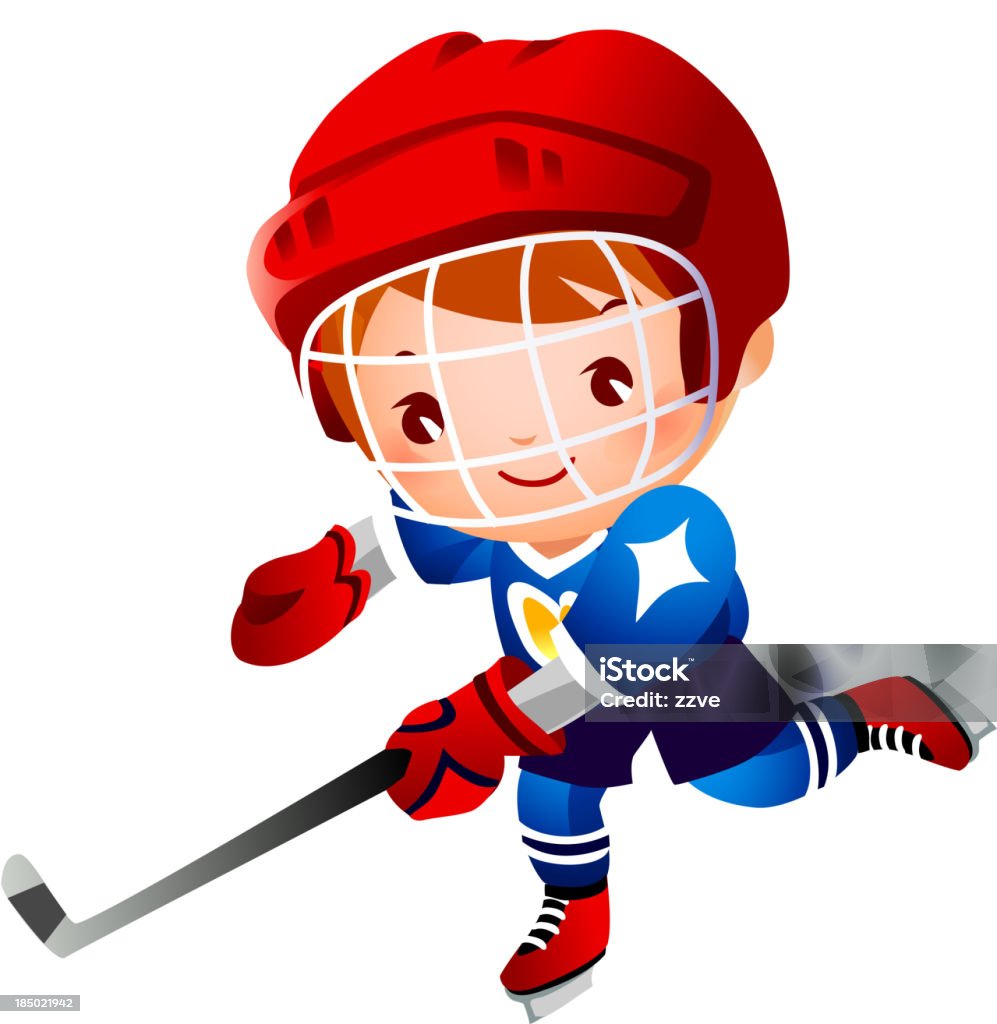 Ragazzo Giocatore di hockey su ghiaccio - arte vettoriale royalty-free di Abilità