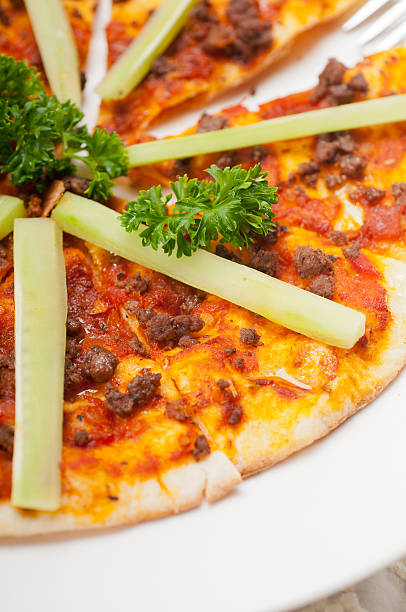 istock Turkish beef pizza with cucumber on top 185022091