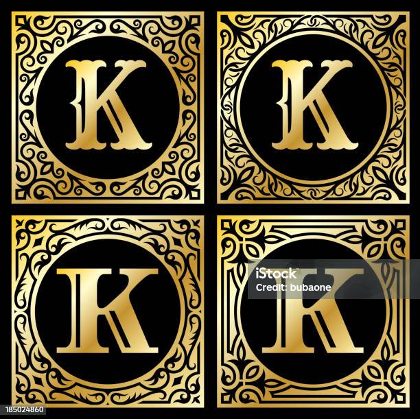 レター K ゴールドのフレーム - アイコンセットのベクターアート素材や画像を多数ご用意 - アイコンセット, アルファベット, アルファベットのK