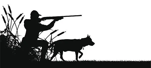 Vector illustration of Hunter and Dog